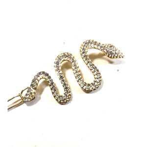Hair Pin Barrette Snake Design Gold Tone Rhinestone Classic